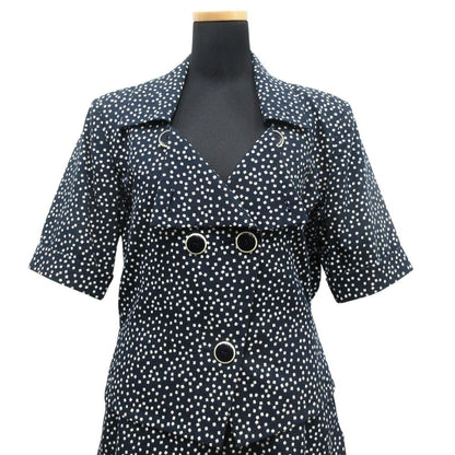 Saint Laurent Jacket & Skirt Set Short Sleeve Vintage M Navy White — view 4