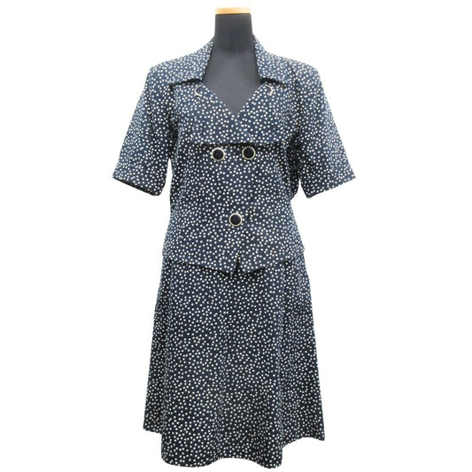 Saint Laurent Jacket & Skirt Set Short Sleeve Vintage M Navy White