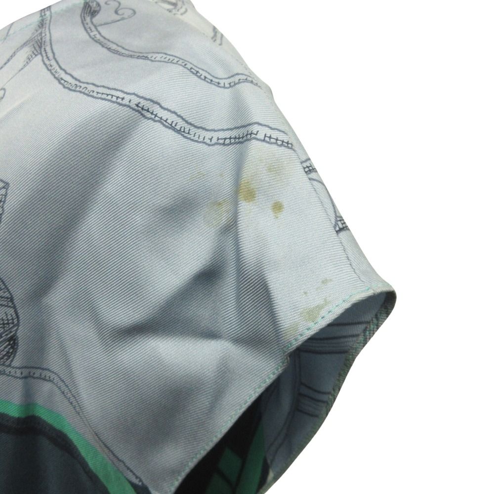 Hermes Silk Dress Top Sleeveless Horse Gear Motif 34 Blue — view 5