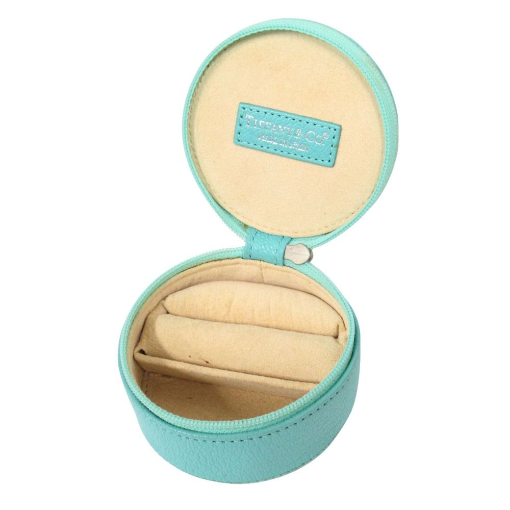 Tiffany & Co Leather Case Box Round Blue Shoulder Bag — view 5