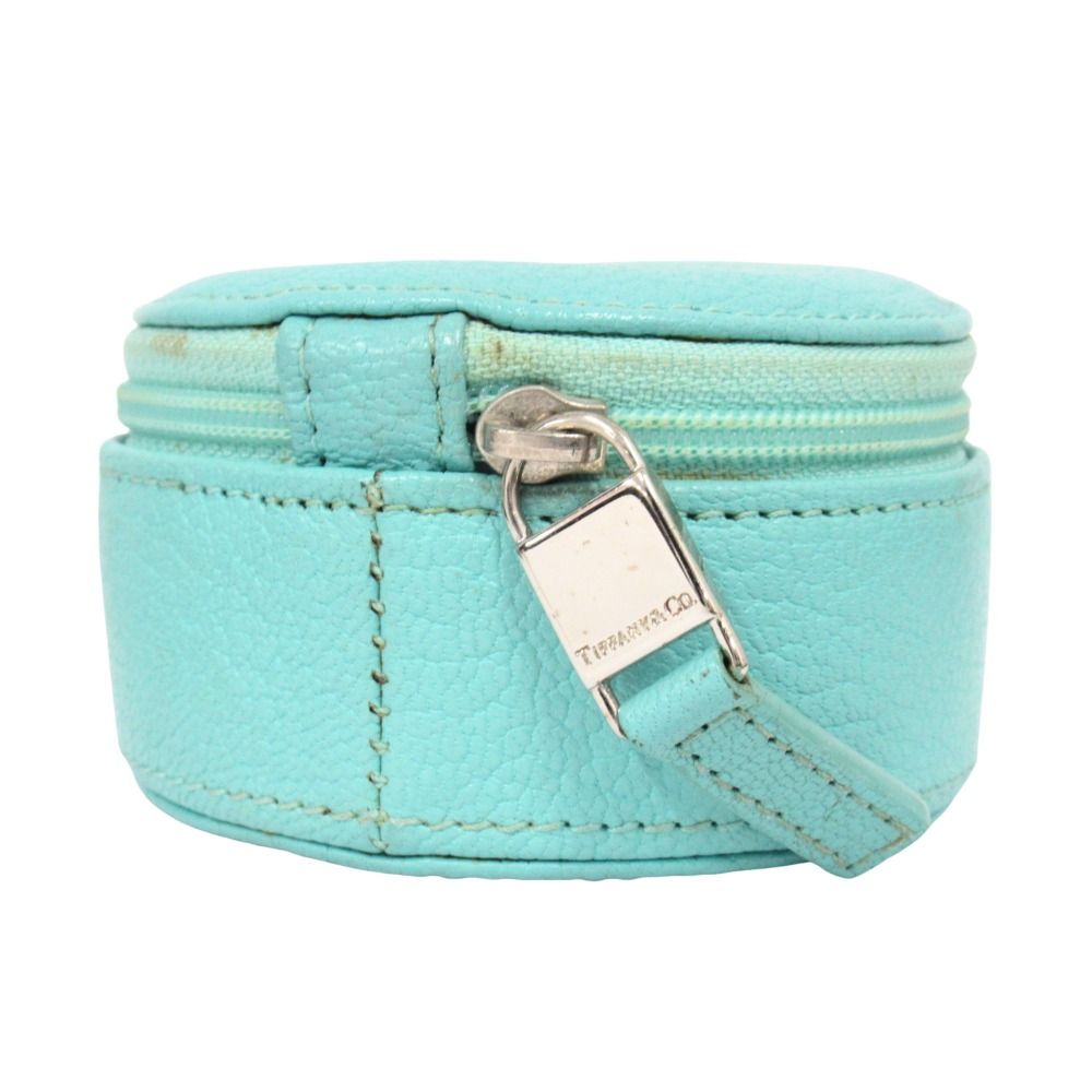 Tiffany & Co Leather Case Box Round Blue Shoulder Bag — view 3