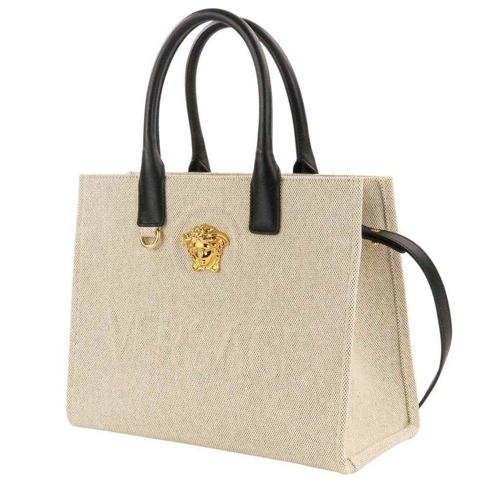 Versace la Medusa Canvas 2-Way Tote Bag Kinari Black — view 6