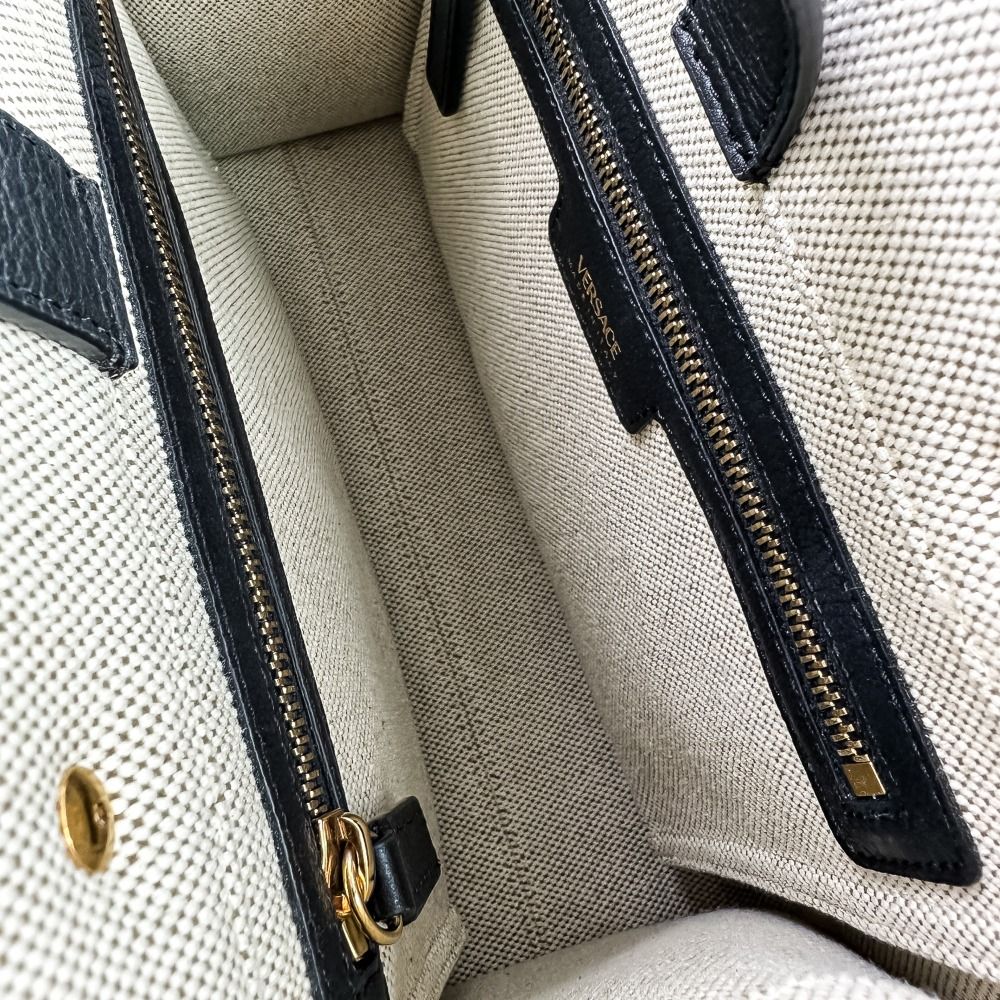 Versace la Medusa Canvas 2-Way Tote Bag Kinari Black — view 8