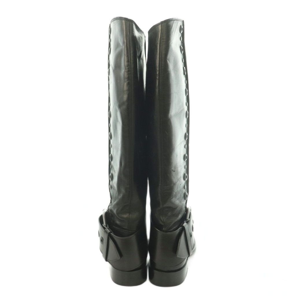 Bottega Veneta Long Boots Square Toe Low Heels Leather One Color Black BB 36 — view 3