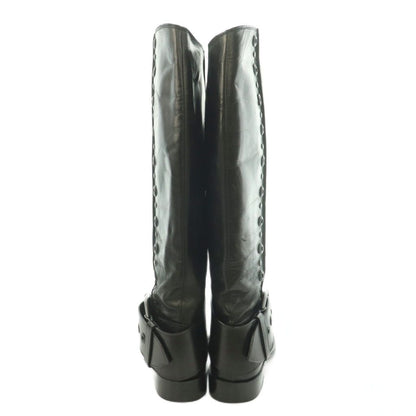 Bottega Veneta Long Boots Square Toe Low Heels Leather One Color Black BB 36 — view 3