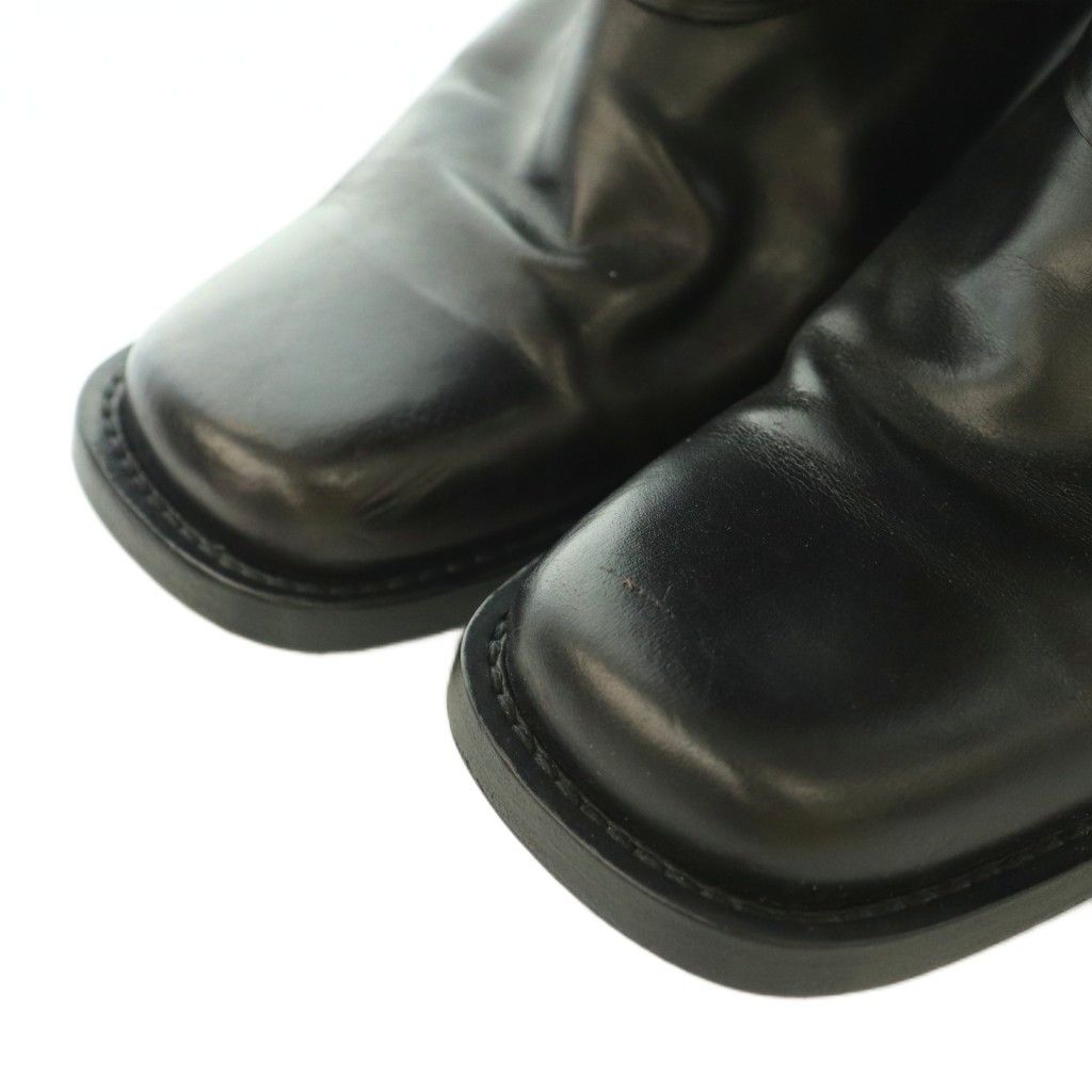 Bottega Veneta Long Boots Square Toe Low Heels Leather One Color Black BB 36 — view 4