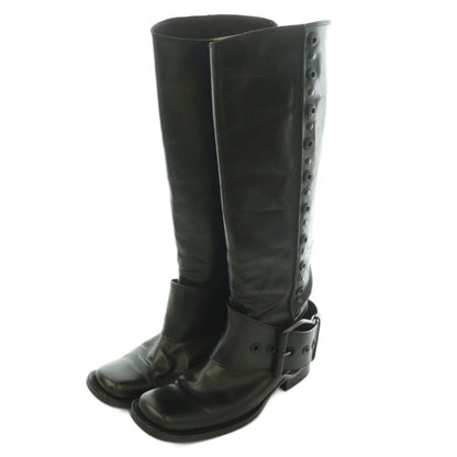 Bottega Veneta Long Boots Square Toe Low Heels Leather One Color Black BB 36 — view 2
