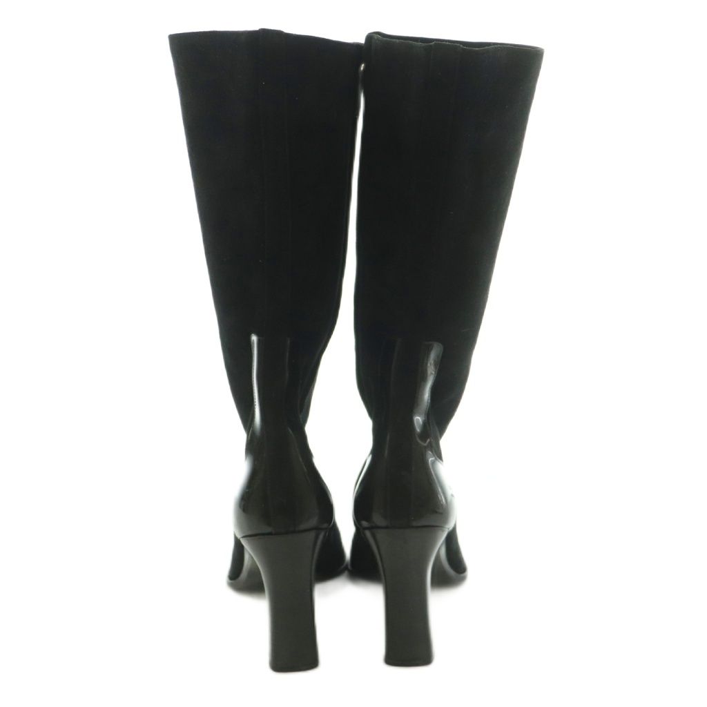 Gucci Long Boots Square Toe Chunky Heel Suede Contrast One Color Black BB 36.5 — view 3