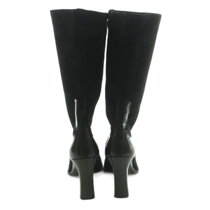 Gucci Long Boots Square Toe Chunky Heel Suede Contrast One Color Black BB 36.5 — view 3