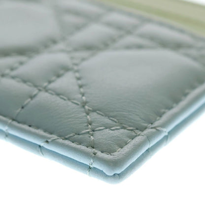 Dior Lady Dior Frisia Lambskin Leather Card Case Light Green Blue — view 6
