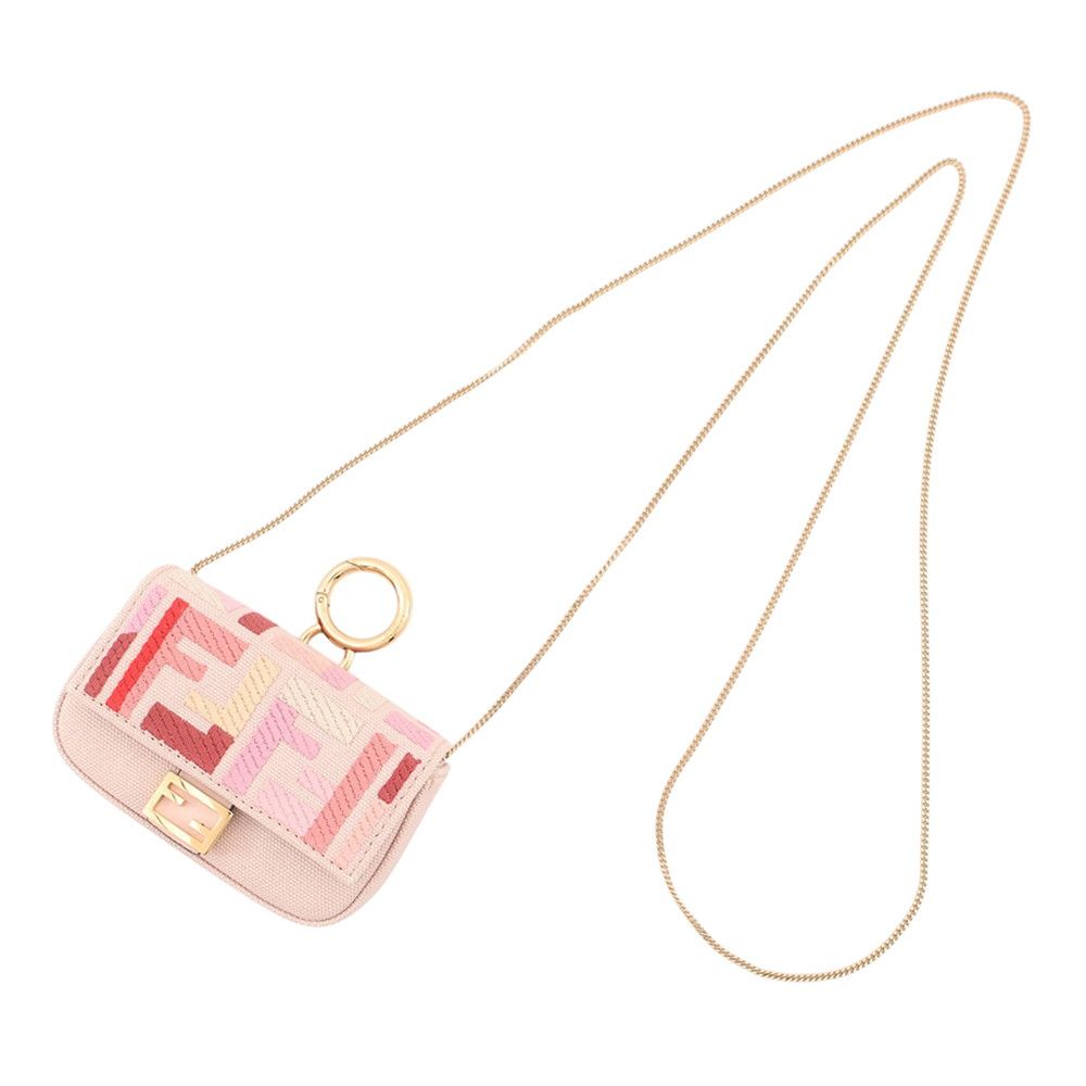 Fendi Charm Nano Baguette Canvas Handbag