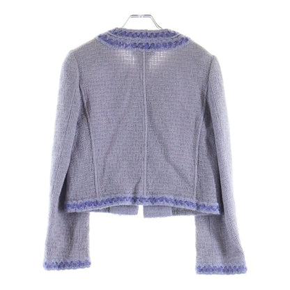 Chanel Vintage Lavender CC Logo Button Tweed Set Jacket Ribbon Motif Flong — view 3