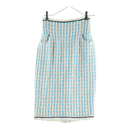Chanel Vintage Tweed CC Logo Button Jacket & Skirt Set Blue Pink White — view 4