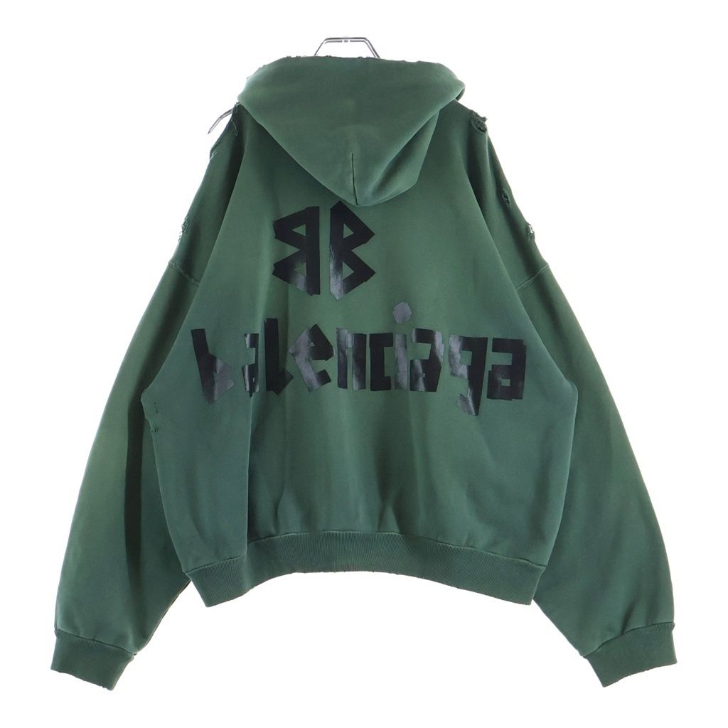 Balenciaga Tape Type Ripped Pocket Hoodie Green