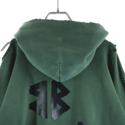 Balenciaga Tape Type Ripped Pocket Hoodie Green — view 4