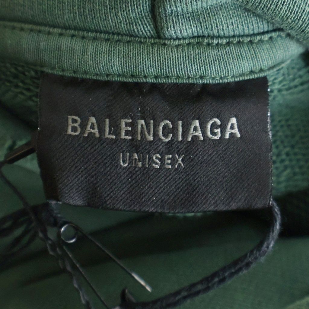 Balenciaga Tape Type Ripped Pocket Hoodie Green — view 6