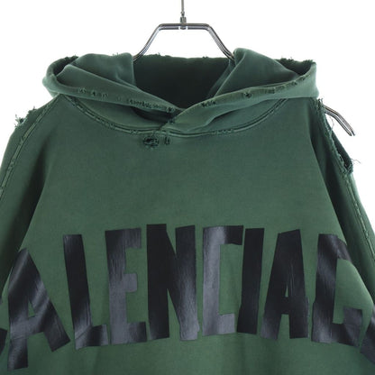 Balenciaga Tape Type Ripped Pocket Hoodie Green — view 3