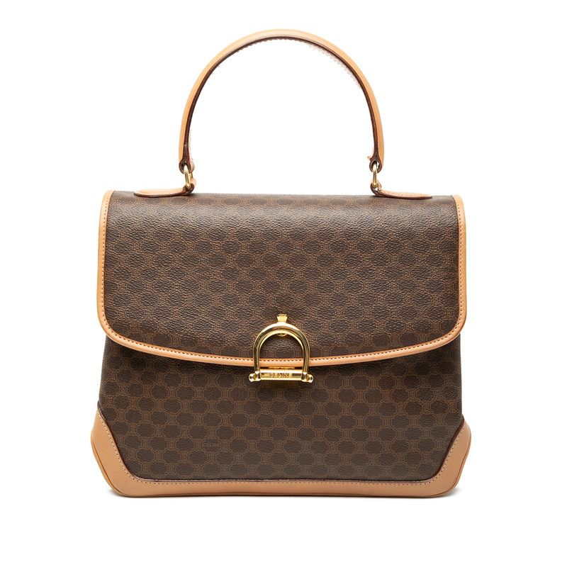 Celine Macadam Handbag Brown Leather