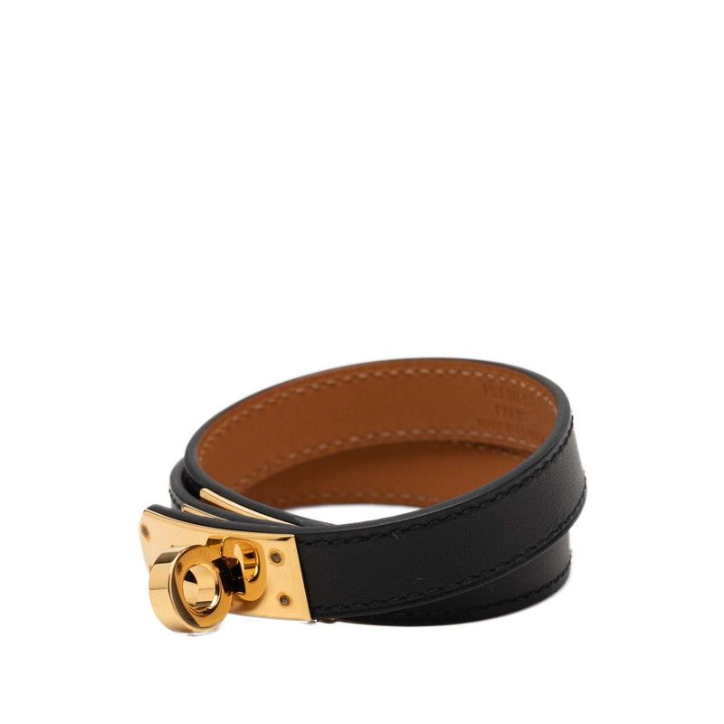 Hermes Kelly Double Tour Bracelet Black Leather Plated — view 2