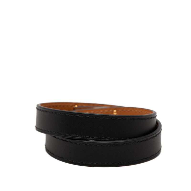 Hermes Kelly Double Tour Bracelet Black Leather Plated — view 3