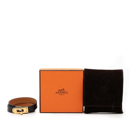 Hermes Kelly Double Tour Bracelet Black Leather Plated — view 6
