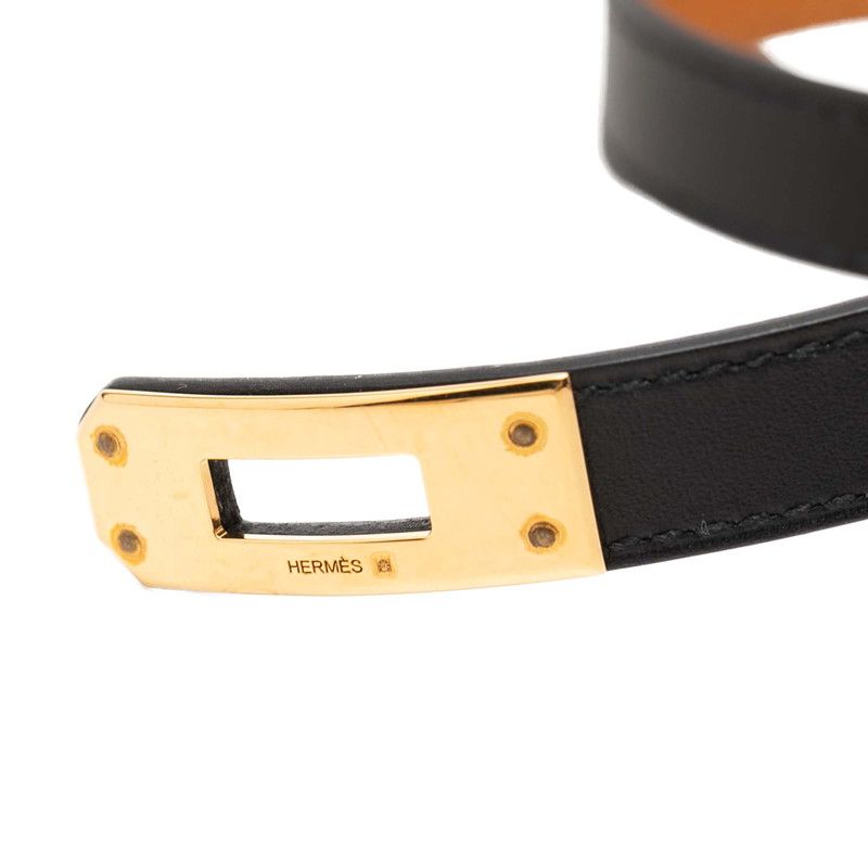 Hermes Kelly Double Tour Bracelet Black Leather Plated — view 4