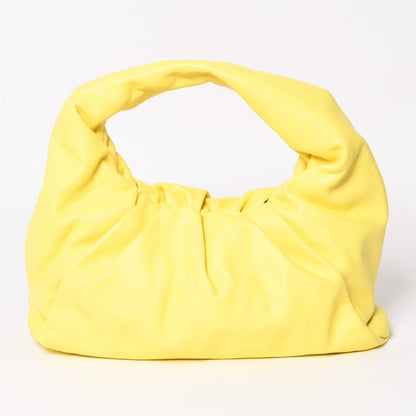 Bottega Veneta the Shoulder Pouch Handbag Lambskin Yellow Pleated