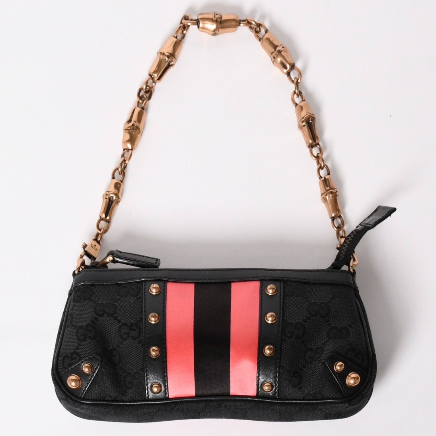 Gucci Sherry Line Chain Bag GG Canvas Black Gold