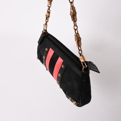 Gucci Sherry Line Chain Bag GG Canvas Black Gold — view 5