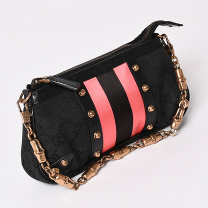 Gucci Sherry Line Chain Bag GG Canvas Black Gold — view 4