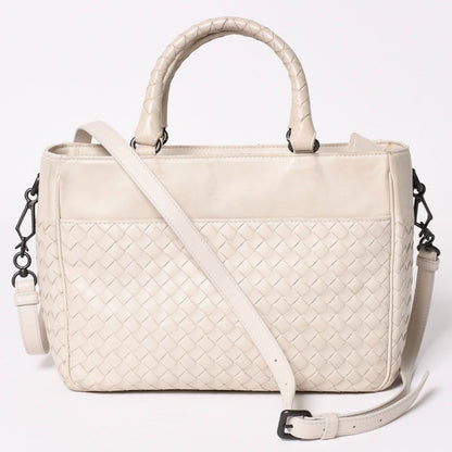Bottega Veneta Intrecciato 2-Way Shoulder Bag Off White Black