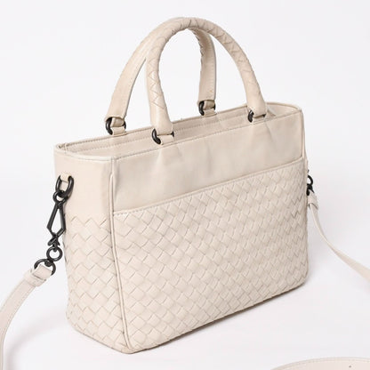 Bottega Veneta Intrecciato 2-Way Shoulder Bag Off White Black — view 3