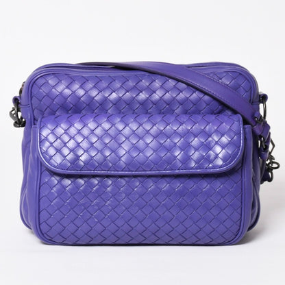 Bottega Veneta Intrecciato Nappa Messenger Shoulder Bag Leather Lambskin Purple