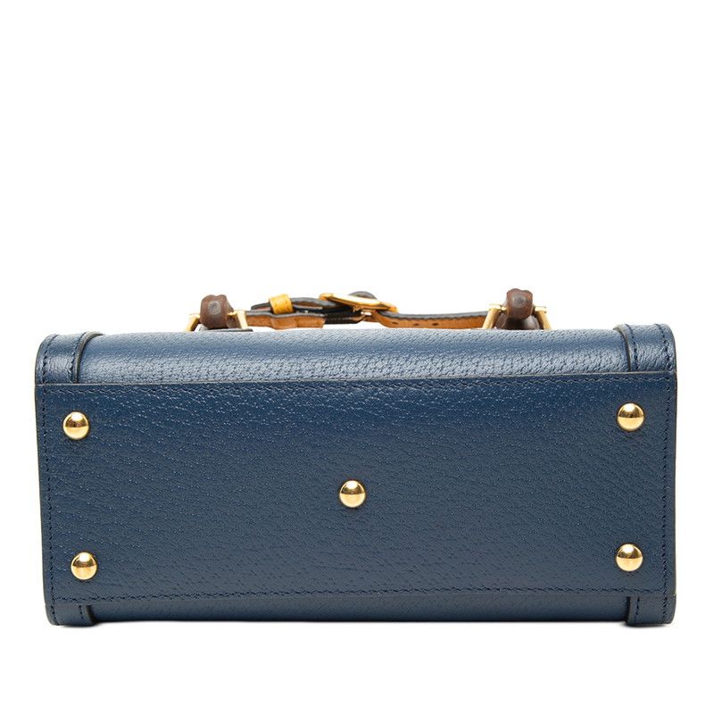Gucci Bamboo Diana Mini Tote 2-Way Shoulder Bag Blue Yellow Leather — view 3