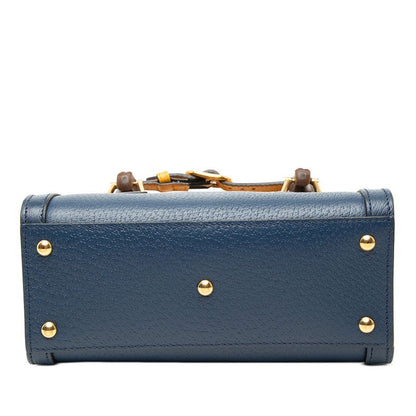 Gucci Bamboo Diana Mini Tote 2-Way Shoulder Bag Blue Yellow Leather — view 3