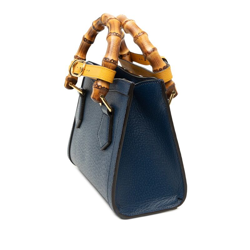 Gucci Bamboo Diana Mini Tote 2-Way Shoulder Bag Blue Yellow Leather — view 2