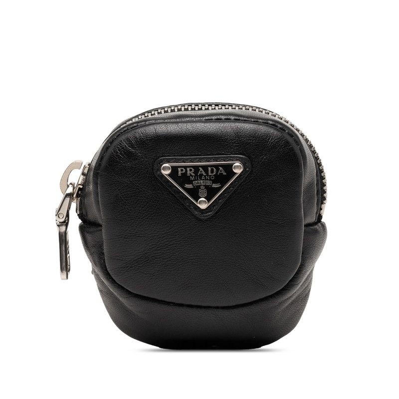 Prada With Elastic Band Mini Pouch Black Leather