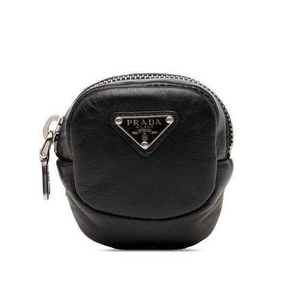 Prada With Elastic Band Mini Pouch Black Leather