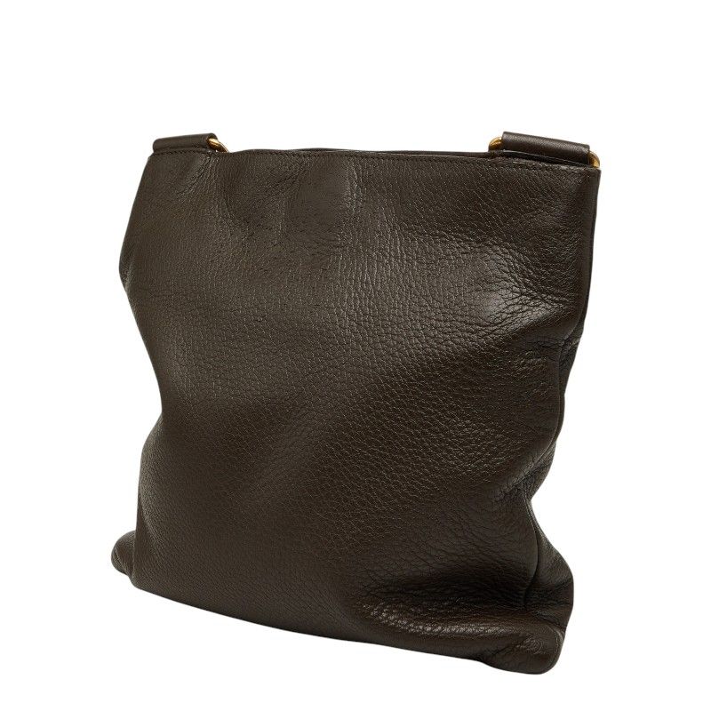 Prada Shoulder Bag Crossbody Dark Brown Leather — view 2