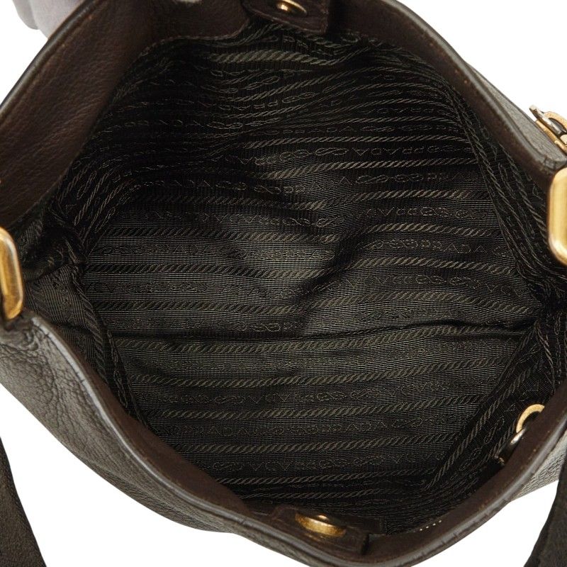 Prada Shoulder Bag Crossbody Dark Brown Leather — view 7