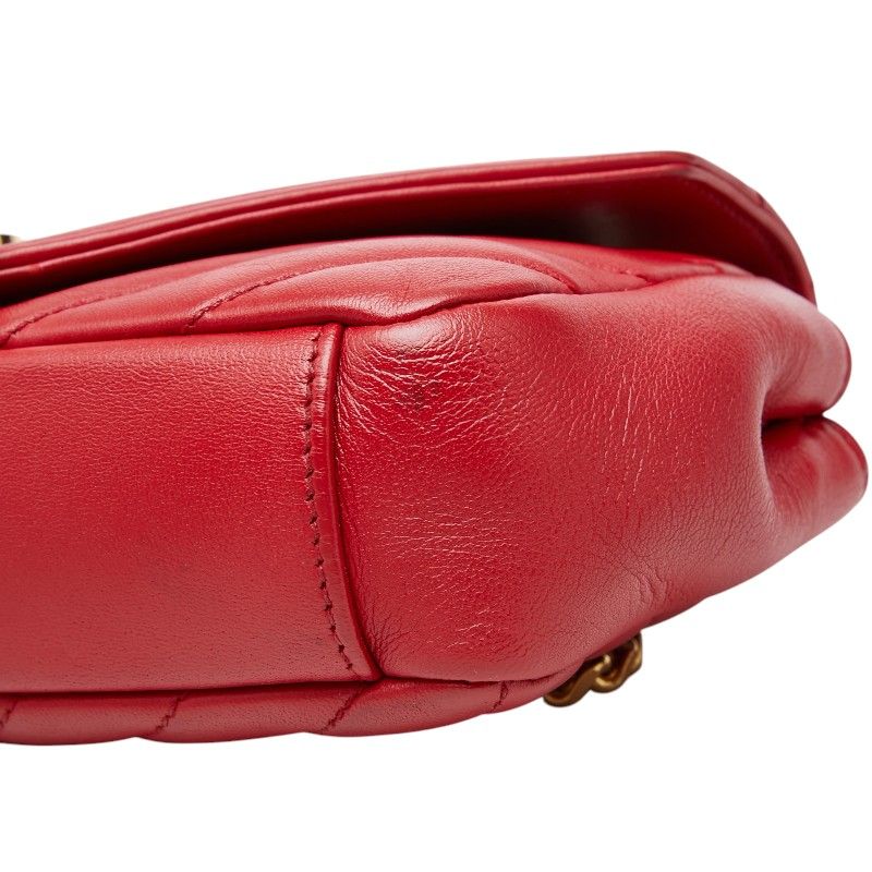 Saint Laurent YSL Logo Baby Chai Crossbody Chain Shoulder Bag Red Gold Leather — view 4
