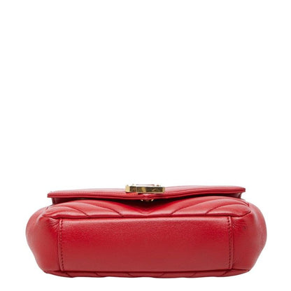 Saint Laurent YSL Logo Baby Chai Crossbody Chain Shoulder Bag Red Gold Leather — view 3