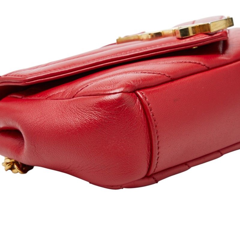 Saint Laurent YSL Logo Baby Chai Crossbody Chain Shoulder Bag Red Gold Leather — view 5