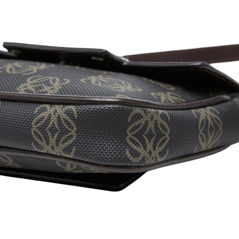 Loewe Anagram Crossbody Shoulder Bag Back Black Brown Leather — view 4