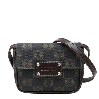 Loewe Anagram Crossbody Shoulder Bag Back Black Brown Leather