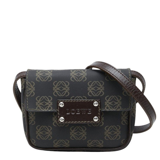 Loewe Anagram Crossbody Shoulder Bag Back Black Brown Leather