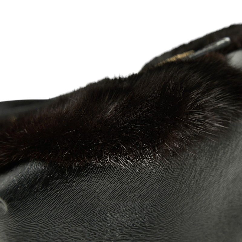Fendi Mamma Baguette Logo Shoulder Bag Black Brown Leather — view 5