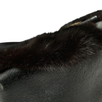 Fendi Mamma Baguette Logo Shoulder Bag Black Brown Leather — view 5