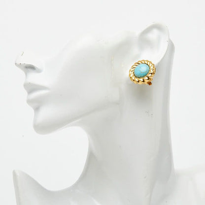 Chanel Vintage Earrings Gold Blue Plated — view 5