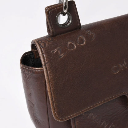 Chanel Chain Shoulder Bag Icon Motif Cruise Line Brown Silver — view 4